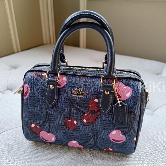 Coach Mini Rowan Crossbody Bag In Signature Canvas With Cherry Print CY741 - Picture 9 of 17